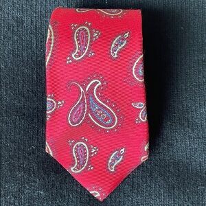 Cartier Red Paisley Silk Necktie